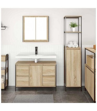 vidaXL Bathroom Furniture Set with Drawer 2 pcs Sonoma Oak and Black