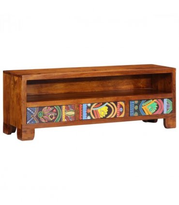 vidaXL TV Cabinet Multicolour 110x30x40 Solid Wood Acacia