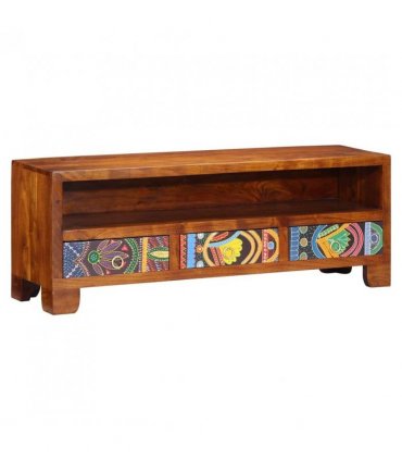vidaXL TV Cabinet Multicolour 110x30x40 Solid Wood Acacia