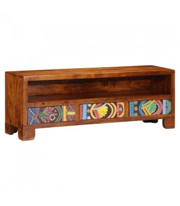 vidaXL TV Cabinet Multicolour 110x30x40 Solid Wood Acacia