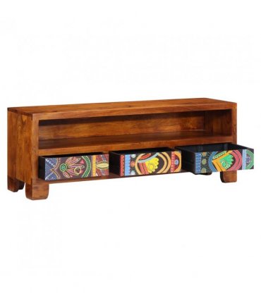 vidaXL TV Cabinet Multicolour 110x30x40 Solid Wood Acacia
