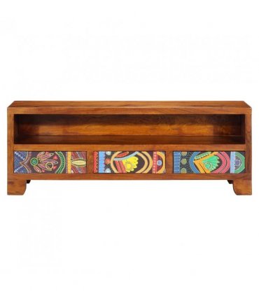 vidaXL TV Cabinet Multicolour 110x30x40 Solid Wood Acacia