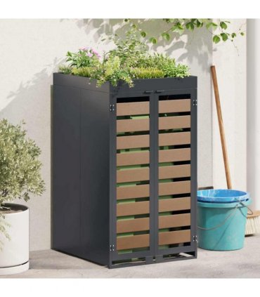 vidaXL Wheelie Bin Storage with Planter Roof for 240L Bin Steel