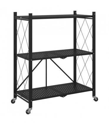 vidaXL Storage Shelf on Wheels Black 71x34x88 cm Steel