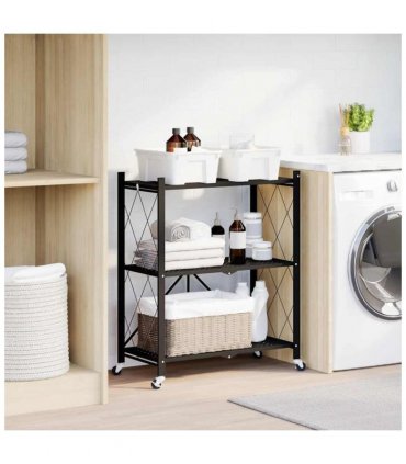 vidaXL Storage Shelf on Wheels Black 71x34x88 cm Steel