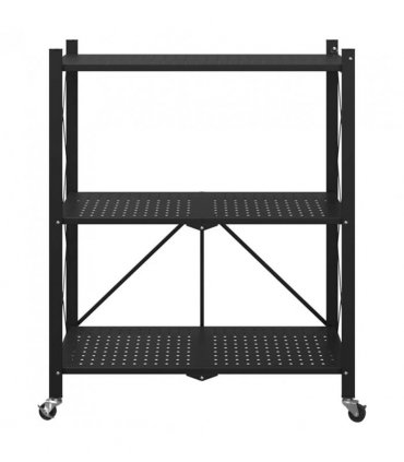 vidaXL Storage Shelf on Wheels Black 71x34x88 cm Steel
