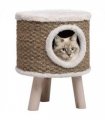 vidaXL Cat House with Wooden Legs 41 cm Seagrass