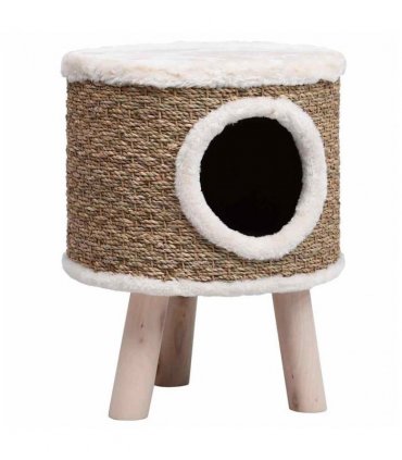 vidaXL Cat House with Wooden Legs 41 cm Seagrass