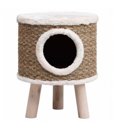 vidaXL Cat House with Wooden Legs 41 cm Seagrass