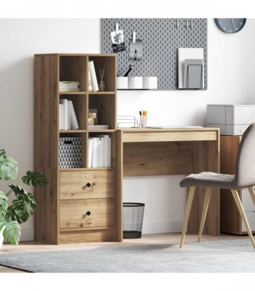 vidaXL Desk with Drawer with Shelf with Storage 2 pcs Artisan Oak