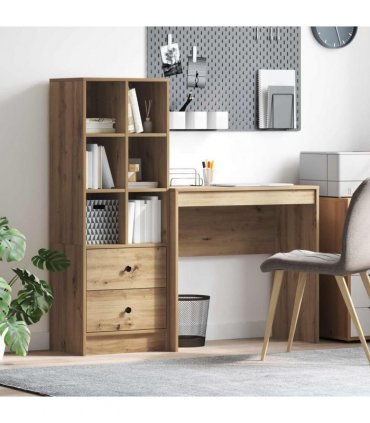 vidaXL Desk with Drawer with Shelf with Storage 2 pcs Artisan Oak