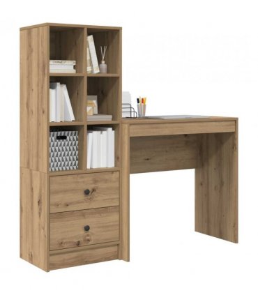 vidaXL Desk with Drawer with Shelf with Storage 2 pcs Artisan Oak