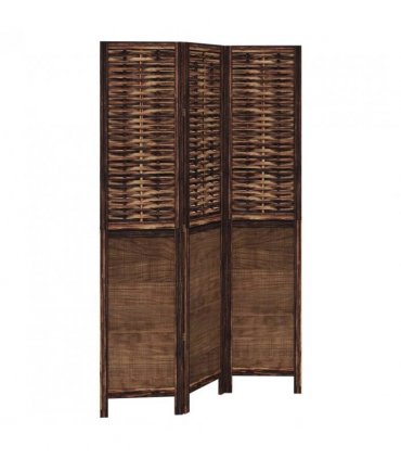 vidaXL Room Divider 3 Panels Dark Brown Solid Wood Paulownia