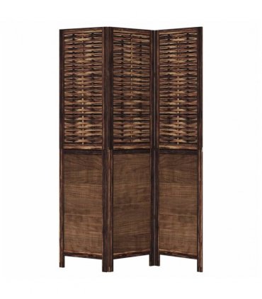 vidaXL Room Divider 3 Panels Dark Brown Solid Wood Paulownia