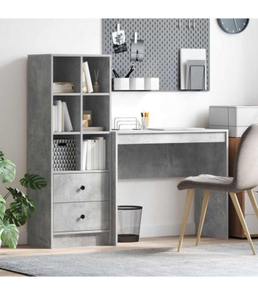 vidaXL Desk with Drawer with Shelf with Storage 2 pcs Concrete Grey