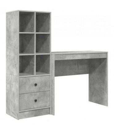 vidaXL Desk with Drawer with Shelf with Storage 2 pcs Concrete Grey