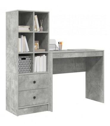 vidaXL Desk with Drawer with Shelf with Storage 2 pcs Concrete Grey
