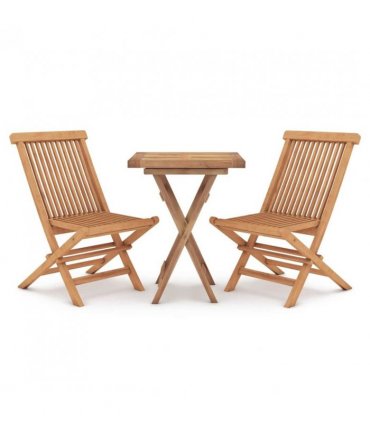 vidaXL Garden Dining Set | Natural Teak | Solid Teak Wood | Compact | Foldable