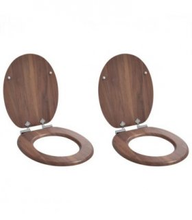 vidaXL Soft-Close Toilet Seat 2 pcs Brown 44 x 38 cm MDF board