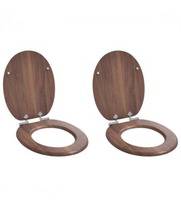 vidaXL Soft-Close Toilet Seat 2 pcs Brown 44 x 38 cm MDF board