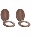 vidaXL Soft-Close Toilet Seat 2 pcs Brown 44 x 38 cm MDF board