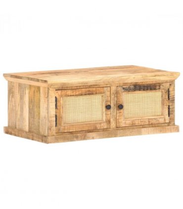 vidaXL Coffee Table 90x50x35 cm Solid Mango Wood and Natural Cane