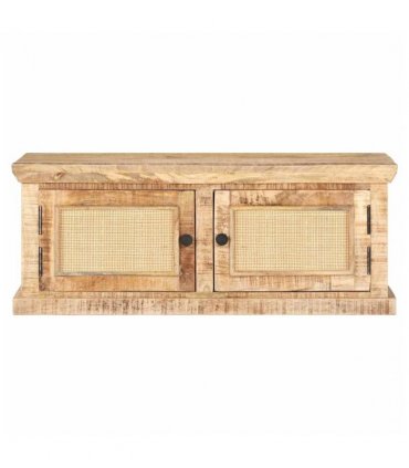 vidaXL Coffee Table 90x50x35 cm Solid Mango Wood and Natural Cane
