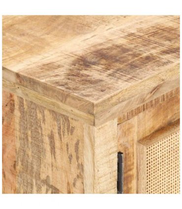 vidaXL Coffee Table 90x50x35 cm Solid Mango Wood and Natural Cane