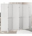 vidaXL Room Divider 6 Panels White Solid Wood Paulownia