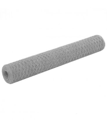 vidaXL Chicken Wire Fence Steel with PVC Coating 25x1 m Grey