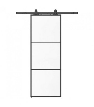 vidaXL Sliding Door with Hardware Set Black 76x205 cm ESG Glass