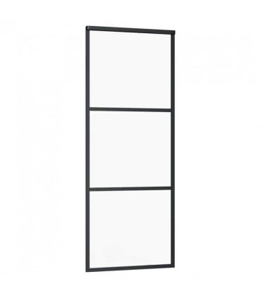 vidaXL Sliding Door with Hardware Set Black 76x205 cm ESG Glass