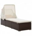 vidaXL Sun Lounger | Brown | PE rattan | 195 x 65 x 110 cm | Removable Covers