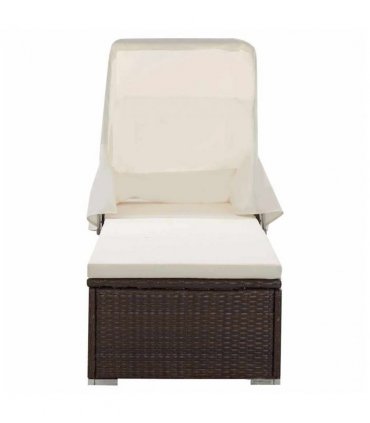 vidaXL Sun Lounger | Brown | PE rattan | 195 x 65 x 110 cm | Removable Covers