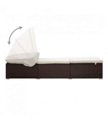 vidaXL Sun Lounger | Brown | PE rattan | 195 x 65 x 110 cm | Removable Covers