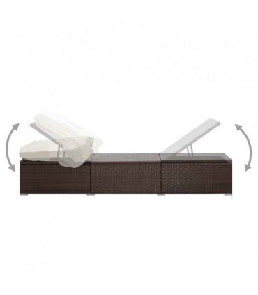 vidaXL Sun Lounger | Brown | PE rattan | 195 x 65 x 110 cm | Removable Covers