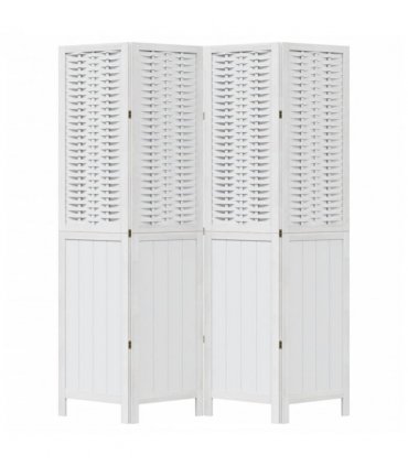 vidaXL Room Divider 4 Panels White Solid Wood Paulownia
