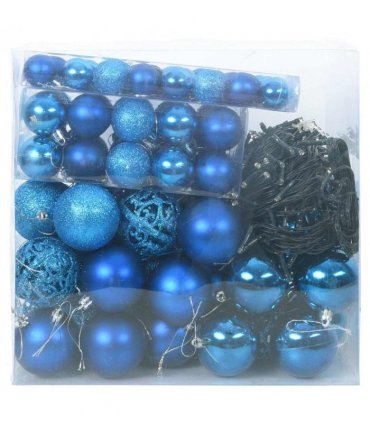 vidaXL Christmas Bauble Set with 300 LEDs 120 pcs Blue Plastic