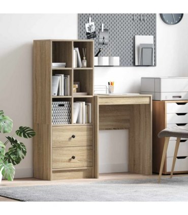 vidaXL Desk with Drawer with Shelf with Storage 2 pcs Sonoma Oak