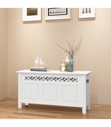 vidaXL Storage Bench Baroque Style MDF White