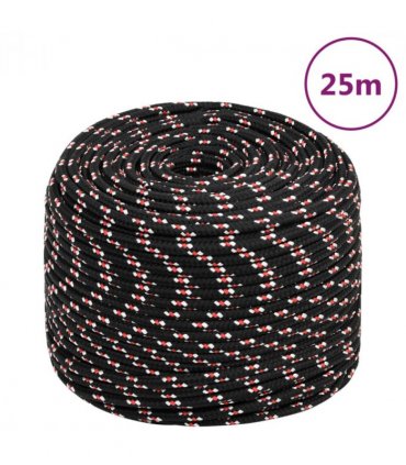 vidaXL Boat Rope Black 10 mm 25 m Polypropylene