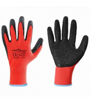 vidaXL Work Gloves 24 pcs Red and Black 9 / L Latex Coating