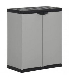 vidaXL Garden Waste Cabinet Grey and Black 68x40x85 cm PP