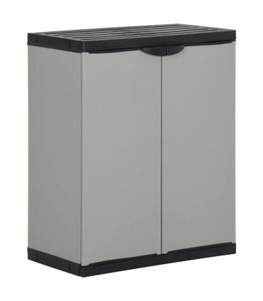 vidaXL Garden Waste Cabinet Grey and Black 68x40x85 cm PP