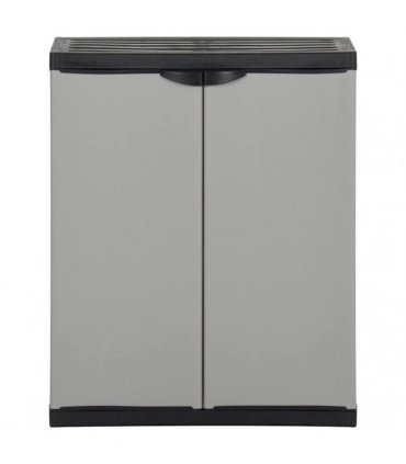 vidaXL Garden Waste Cabinet Grey and Black 68x40x85 cm PP