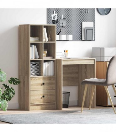 vidaXL Desk with Drawer with Shelf with Storage 2 pcs Sonoma Oak