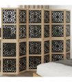 vidaXL Room Divider 6 Panels Brown and Black Solid Wood Paulownia