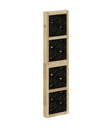 vidaXL Room Divider 6 Panels Brown and Black Solid Wood Paulownia