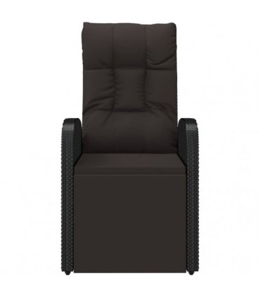 vidaXL Reclining Garden Chairs with Cushions 2 pcs Black Poly Rattan
