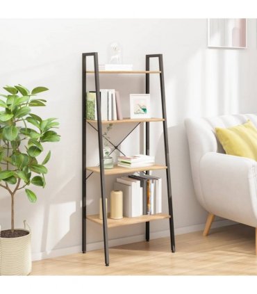 vidaXL 4-Tier Standing Shelf Light Brown and Black 56x35x140 cm
